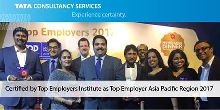 TCS wins another laurels as it is certified as top 3 employer in Asia Pacific
