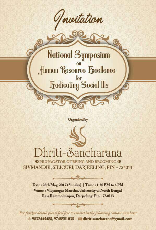 National Symposium on Human Resource Excellence for Eradicating Social Evils on 28 May 2017 in Darjeeling