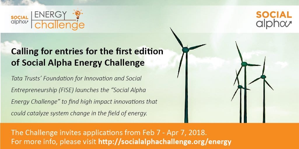 Tata Trusts launches the first nationwide hunt for Innovators and Entrepreneurs, invites entries for Social Alpha Energy Challenge