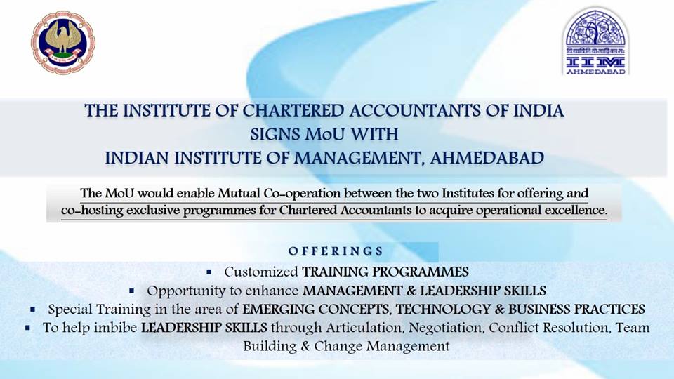 ICAI signs MoU with IIM Ahmedabad