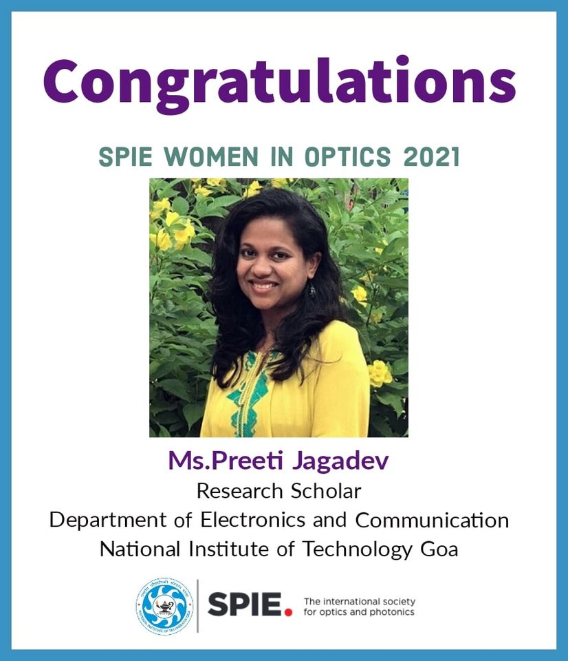 Research Scholar from NIT Goa features among top 25 women scientists in optics
