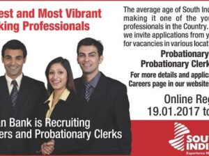 South Indian Bank invites job applications for 201 Bank POs and 336 Clerks