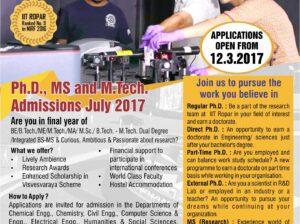 IIT Ropar admission open for Doctoral Programmes including regular, sponsored, Direct & Part-Time PhD