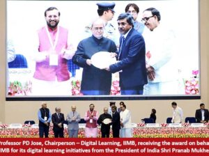 IIM Bangalore honored with award for MOOCs by President during the launch of the SWAYAM platform