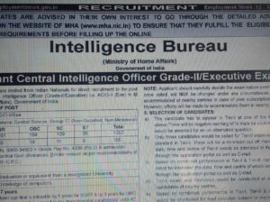 Ministry of Home Affairs releases notification for recruiting 1,430 candidates via Assistant Central Intelligence Officer Grade-II/Executive Exam 2017