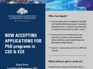 IIIT Hyderabad PhD Admission for Spring 2018 session