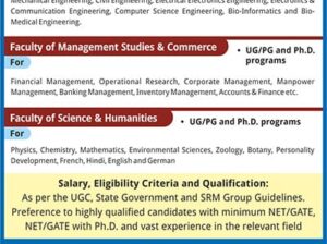 SRM University Delhi-NCR hiring faculty posts ! Apply now