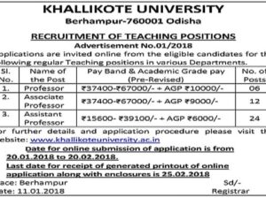 Khallikote University Berhampur hiring 42 faculty posts