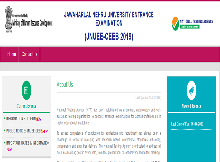 Jawaharlal Nehru University Entrance Examination Jnuee