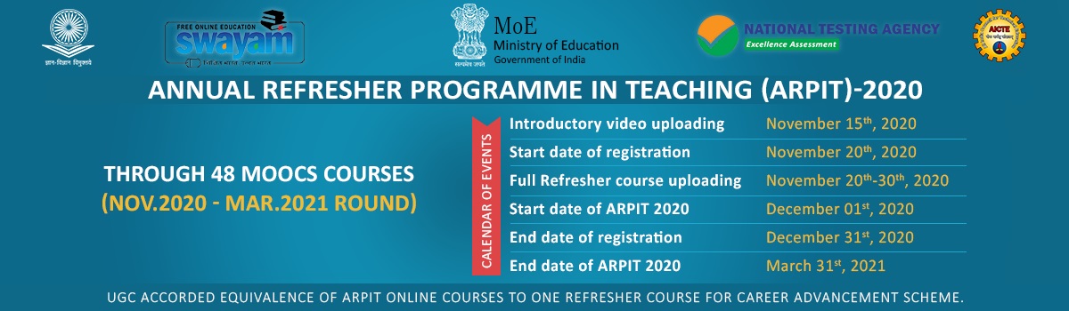 Annual Refresher Programme in Teaching (ARPIT) March 2021 Round Open ! Apply by 31 Dec