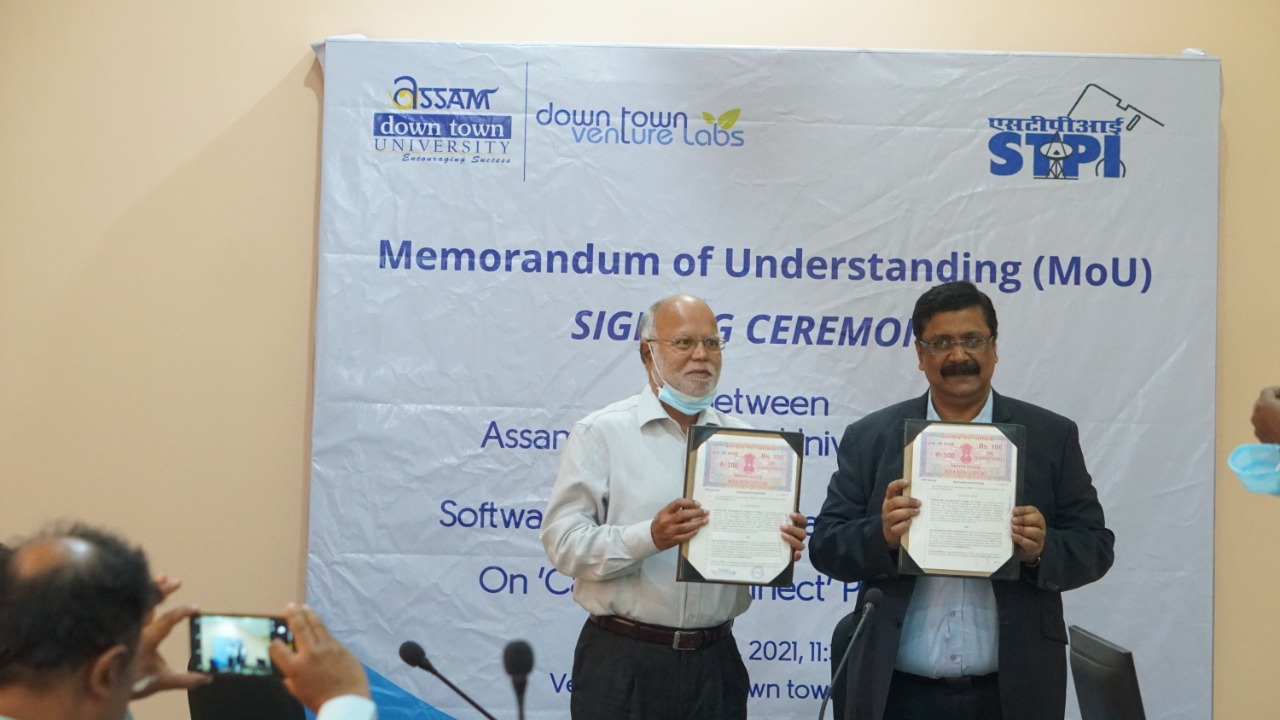 AdtU and Software Technology Parks of India sign MoU for promoting Entreneurship in NE India